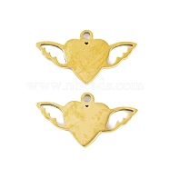 5Pcs 201 Stainless Steel Pendants, Laser Cut, Heart with Wing Charm, Real 18K Gold Plated, 9.5x17.5x1mm, Hole: 1.2mm(STAS-M056-05G)