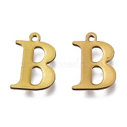 Vacuum Plating  304 Stainless Steel Charms, Laser Cut, Alphabet, Antique Bronze, Letter.B, 12x8.5x0.8mm, Hole: 1mm(STAS-H112-B-AB)