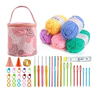 DIY Doll Handmade Knitting Leaf Pattern Bag Sets, Crochet Hook Set, Special Yarn Material, Mixed Color, 14.5x14cm(PW-WG11230-02)