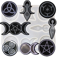 Triple Moon Goddess/Pentacle/Triskelion DIY Silicone Pagan Wiccan Symbol Molds, Resin Casting Molds, for UV Resin, Epoxy Resin Craft Making, White, 130x115mm, Inner Diameter: 25~40x30~60mm(PW-WG28120-01)