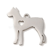 201 Stainless Steel Pendants, Laser Cut, Dog Charm, Stainless Steel Color, 19.5x18x1mm, Hole: 1.6mm(STAS-E217-11P)