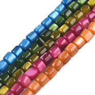 Natural Freshwater Shell Beads Strands, Dyed, Column, Mixed Color, 3.5x3~3.5mm, Hole: 1mm, about 111~117pcs/strand, 14.37 inch~14.65 inch(36.5~37.2cm)(SHEL-N026-233)