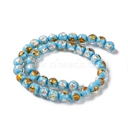 Handmade Gold & Silver Foil Lampwork Beads, Round, Light Sky Blue, 10~10.5mm, Hole: 1.6~1.8mm, about 40pcs/strand, 14.57 inch(37cm)(GLAA-G107-07B-13)