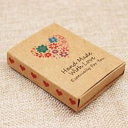 Kraft Paper Boxes and Necklace Jewelry Display Cards, Packaging Boxes, with Word and Flower Pattern, BurlyWood, Folded Box Size: 7.3x5.4x1.2cm, Display Card: 7x5x0.05cm(X-CON-L016-B08)