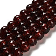 Spray Painted Crackle Glass Beads Strands, Round, Saddle Brown, 10mm, Hole: 1.3~1.6mm, about 80pcs/strand, 31.4 inch(CCG-Q001-10mm-16)