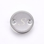 201 Stainless Steel Links connectors, Flat Round, Letter.S, Stainless Steel Color, 10x1mm, Hole: 1.5mm(STAS-H465-01P-10mm-S)