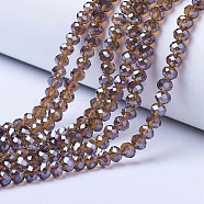 Electroplate Glass Beads Strands, Pearl Luster Plated, Faceted, Rondelle, Sienna, 3x2mm, Hole: 0.8mm, about 150~155pcs/strand, 15~16 inch(38~40cm)(EGLA-A034-T2mm-A19)