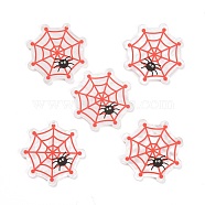 Acrylic Pendants, for Halloween, Spider Web, Tomato, 40x40x2mm, Hole: 1.6mm(MACR-M020-02)