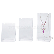 3Pcs 3 Sizes Transparent Acrylic Necklace Display Stands, Jewelry Holder for Necklace Displays, Clear, 28~29x60.5~60.8x81.7~121.3mm, Slot: 3.2mm, 1pc/size(NDIS-WH0009-18)