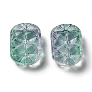 Transparent Glass Beads, Flower, Dark Cyan, 18x13x7.5mm, Hole: 1.2mm, about 10pcs/bag(GLAA-D007-01B)