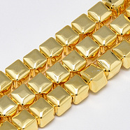 Electroplate Non-magnetic Synthetic Hematite Beads Strands, Cube, Golden Plated, 6x6x6mm, Hole: 2mm, about 70pcs/strand, 16.1 inch(G-Q465-41G)