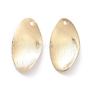 Brass Pendants, Long-Lasting Plated, Twist Oval, Real 14K Gold Plated, 17.5x9x1.5mm, Hole: 1.2mm(KK-K250-11LG)