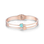 SHEGRACE Chic Titanium Steel Bangle, with Enamel Heart and Cubic Zirconia, Rose Gold, 60mm(JB270A)