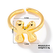 Fashionable Letter Brass Open Cuff for Women, Golden, European and American Style, Letter K, Inner Diameter: 17mm(UR6840-11)