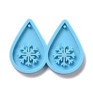 DIY Teardrop with Snowflake Pendants Silicone Molds, Resin Casting Molds, For UV Resin, Epoxy Resin Jewelry Making, Christmas Theme, Deep Sky Blue, 42x57x5mm, Hole: 1.5mm, Inner Diameter: 37x25mm(DIY-D060-27)