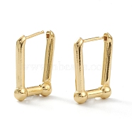 Brass Huggie Hoop Earrings, with Steel Pin, Long-Lasting Plated, Rectangle, Real 18K Gold Plated, 23x15x5mm, Pin: 1mm(EJEW-A056-32G)