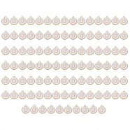 Golden Plated Enamel Alloy Charms, Enamelled Sequins, Flat Round, White, Letter.U, 14x12x2mm, Hole: 1.5mm, 100pcs/Box(ENAM-SZ0001-26A-U)