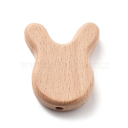 Natural Beech Wooden Baby Teething Toys, Teething Rings for Newborn Toddler Infant, Rabbit, 34x28x8mm, Hole: 3mm(WOOD-D275-01D)