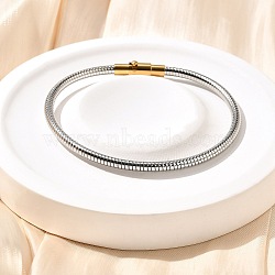 304 Stainless Steel Twisted Rope Shape Bangles for Women, Real Gold Plated & Stainless Steel Color, 1/8 inch(0.3cm), Inner Diameter: 2-1/4 inch(5.7cm)(BJEW-C091-02B-GP)