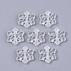 Transparent Acrylic Beads, Snowflake, Clear, 12.5x12x2.5mm, Hole: 1.2mm(X-MACR-T036-11)