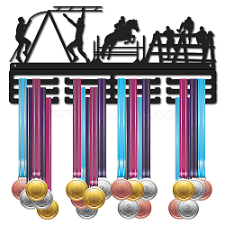 Iron Medal Holder, Medals Display Hanger Rack, 3 Line Medal Holder Frame, with Screws, Rectangle, Sports Themed Pattern, 187x400mm(AJEW-WH0356-009)