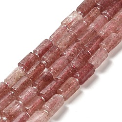 Natural Strawberry Quartz Beads Strands, with Seed Beads, Faceted, Column, 8.5~11x5.5~6.5mm, Hole: 1mm, about 14~15pcs/strand, 7.48''(19cm)(G-N327-06-37)