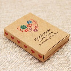 Kraft Paper Boxes and Necklace Jewelry Display Cards, Packaging Boxes, with Word and Flower Pattern, BurlyWood, Folded Box Size: 7.3x5.4x1.2cm, Display Card: 7x5x0.05cm(X-CON-L016-B08)