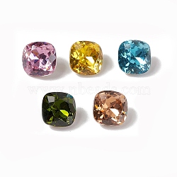 Cubic Zirconia Cabochons, Pointed Back & Back Plated, Square, Mixed Color, 8x8x4mm(RGLA-J021-B-TG)