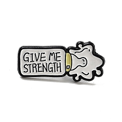 Mother Cow Alloy Enamel Brooch, Give Me Strength Enamel Pins for Backpack Clothes, Bottle, 14.5x31x1.5mm(JEWB-S020-02C)