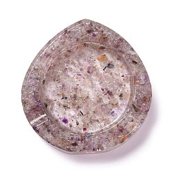 Natural Other Quartz Ashtray, with Resin, Home OFFice Tabletop Decoration, Teardrop, 101x99x21mm, Inner Diameter: 71x70mm(DJEW-F015-08C)