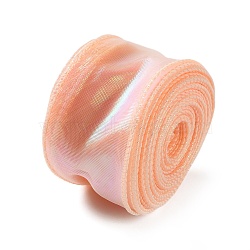 Fishtail Yarn Iridescent Ribbon for Bowknot Making, Gift Wrapping, PeachPuff, 1-5/8 inch(40mm), about 9.84 Yards(9m)/Roll(OCOR-B004-02A-02)