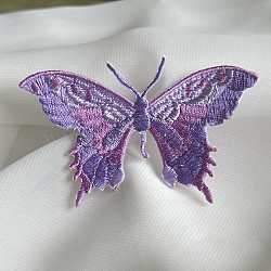 Butterfly Self Adhesive Computerized Embroidery Cloth Iron on/Sew on Patches, Costume Accessories, Appliques, Medium Orchid, 50x80mm(WG33086-03)
