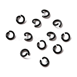 Zinc Alloy Open Jump Rings, Baking Painted, Ring, Black, 6x1mm, 18 Gauge, Inner Diameter: 4mm, about 100pcs/bag(FIND-WH0014-79G)