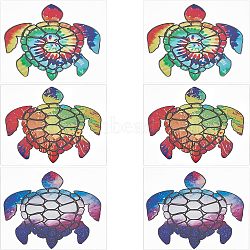 6pcs 3 Style PET Reflective Sticker Car Decoration, Face Car Sticker, for Car Decoration, Tortoise, Mixed Color, 138x125x0.6mm, 2pcs/style(AJEW-FH0001-66)