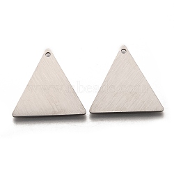 304 Stainless Steel Pendants, Stamping Blank Tag, Laser Cut, Double Side Drawbench Effect, Triangle, Stainless Steel Color, 25x25x1mm, Hole: 1.6mm(STAS-O133-04F-P)