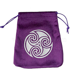 Velvet Tarot Cards Storage Drawstring Bags, Tarot Desk Storage Holder, Purple, Vortex Pattern, 16.5x15cm(ZODI-PW0002-03E-02)