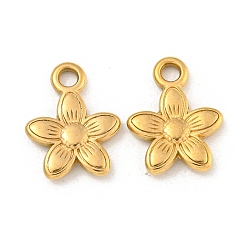 Ion Plating(IP) 304 Stainless Steel Charms, Flower Charm, Real 18K Gold Plated, 14.5x11.5x2.5mm, Hole: 2mm(STAS-N103-112G)