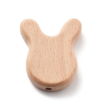 Natural Beech Wooden Baby Teething Toys, Teething Rings for Newborn Toddler Infant, Rabbit, 34x28x8mm, Hole: 3mm