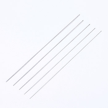 Iron Beading Needle, with Hook, For Quartz Gemstone Beads, Bead Threader, Platinum, 18x0.06cm