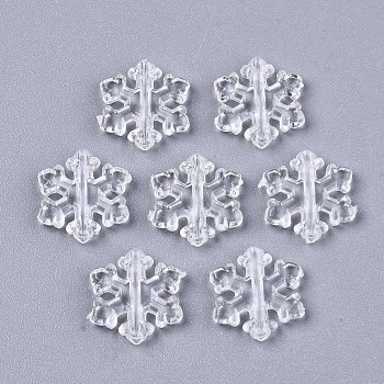 Transparent Acrylic Beads, Snowflake, Clear, 12.5x12x2.5mm, Hole: 1.2mm
