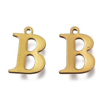 Vacuum Plating  304 Stainless Steel Charms, Laser Cut, Alphabet, Antique Bronze, Letter.B, 12x8.5x0.8mm, Hole: 1mm