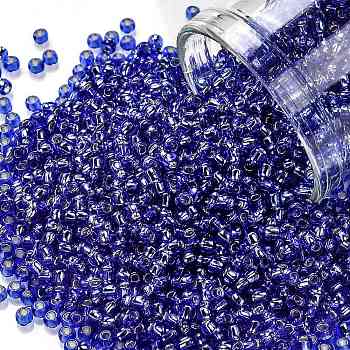 TOHO Round Seed Beads, Japanese Seed Beads, (35) Silver Lined Sapphire, 11/0, 2.2mm, Hole: 0.8mm, about 5555pcs/50g