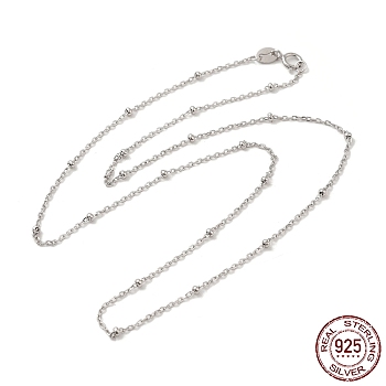 Rhodium Plated 925 Sterling Silver Satellite Chain Necklaces, with S925 Stamp, for Beadable Necklace Making, Real Platinum Plated, 16.10 inch(40.9cm)