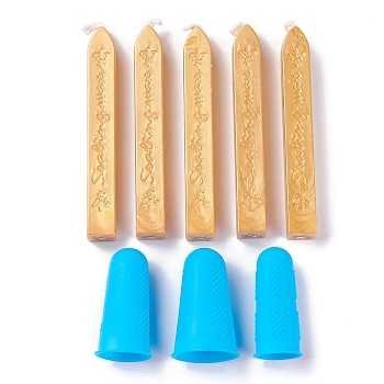 CRASPIRE Sealing Wax Sticks, For Retro Vintage Wax Seal Stamp, with Silicone Finger Protector, Gold, 90x12x11.5mm