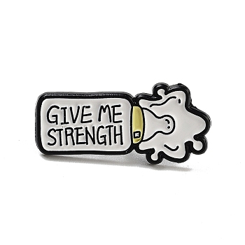 Mother Cow Alloy Enamel Brooch, Give Me Strength Enamel Pins for Backpack Clothes, Bottle, 14.5x31x1.5mm