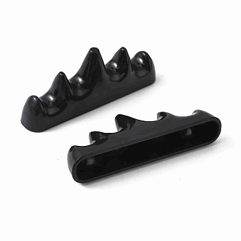 Mountain Shaped Plastic Imitation Pocerlain Brush Holder, for Calligraphy Lovers, Black, 10.1x2x4cm