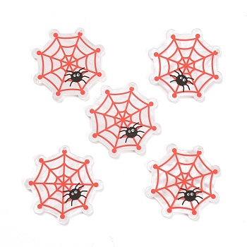 Acrylic Pendants, for Halloween, Spider Web, Tomato, 40x40x2mm, Hole: 1.6mm