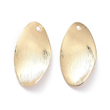 Brass Pendants, Long-Lasting Plated, Twist Oval, Real 14K Gold Plated, 17.5x9x1.5mm, Hole: 1.2mm