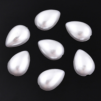 ABS Plastic Imitation Pearl Cabochons, Teardrop, White, 18x13x5mm, about 1000pcs/bag
