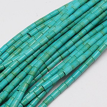 Synthetic Turquoise Beads Strands, Dyed, Column, Light Sea Green, 5x3mm, Hole: 1mm, about 72pcs/strand, 15.2 inch
